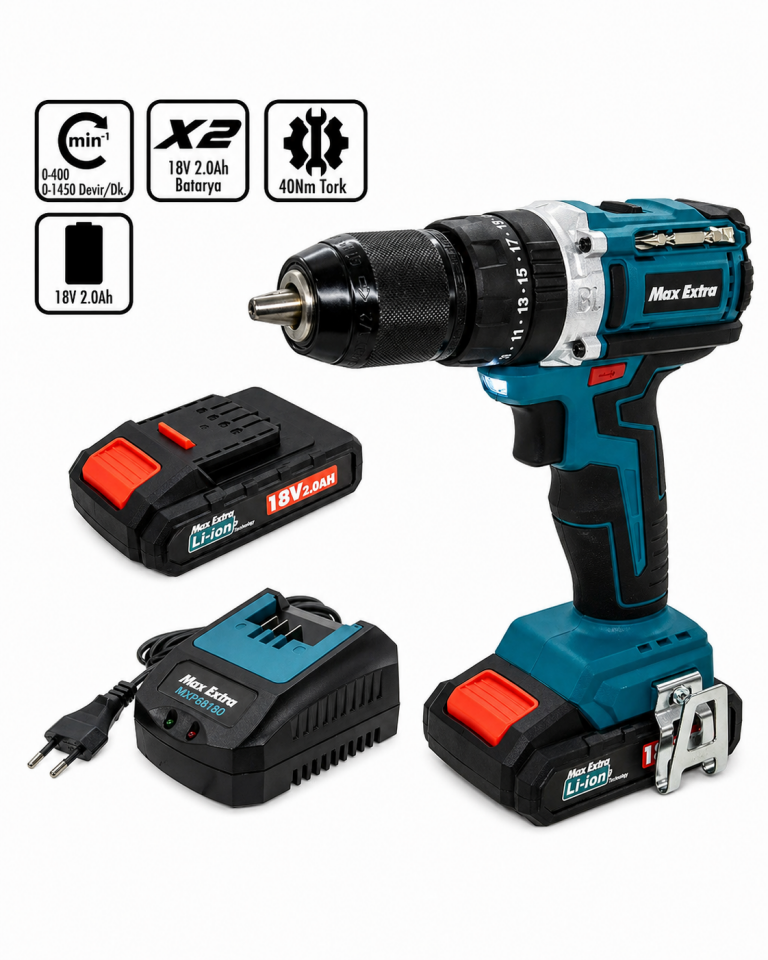 Max Extra MXP2944D Akülü Darbeli Matkap Vidalama Kömürsüz 18V 2.0Ah