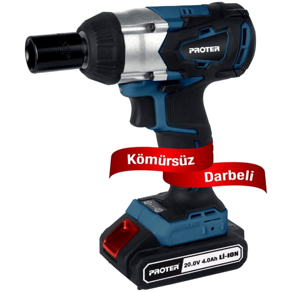 Proter PST460 WS Akülü Kömürsüz Darbeli Somun Sökme Makinesi 20 V 4.0 Ah 350 Nm