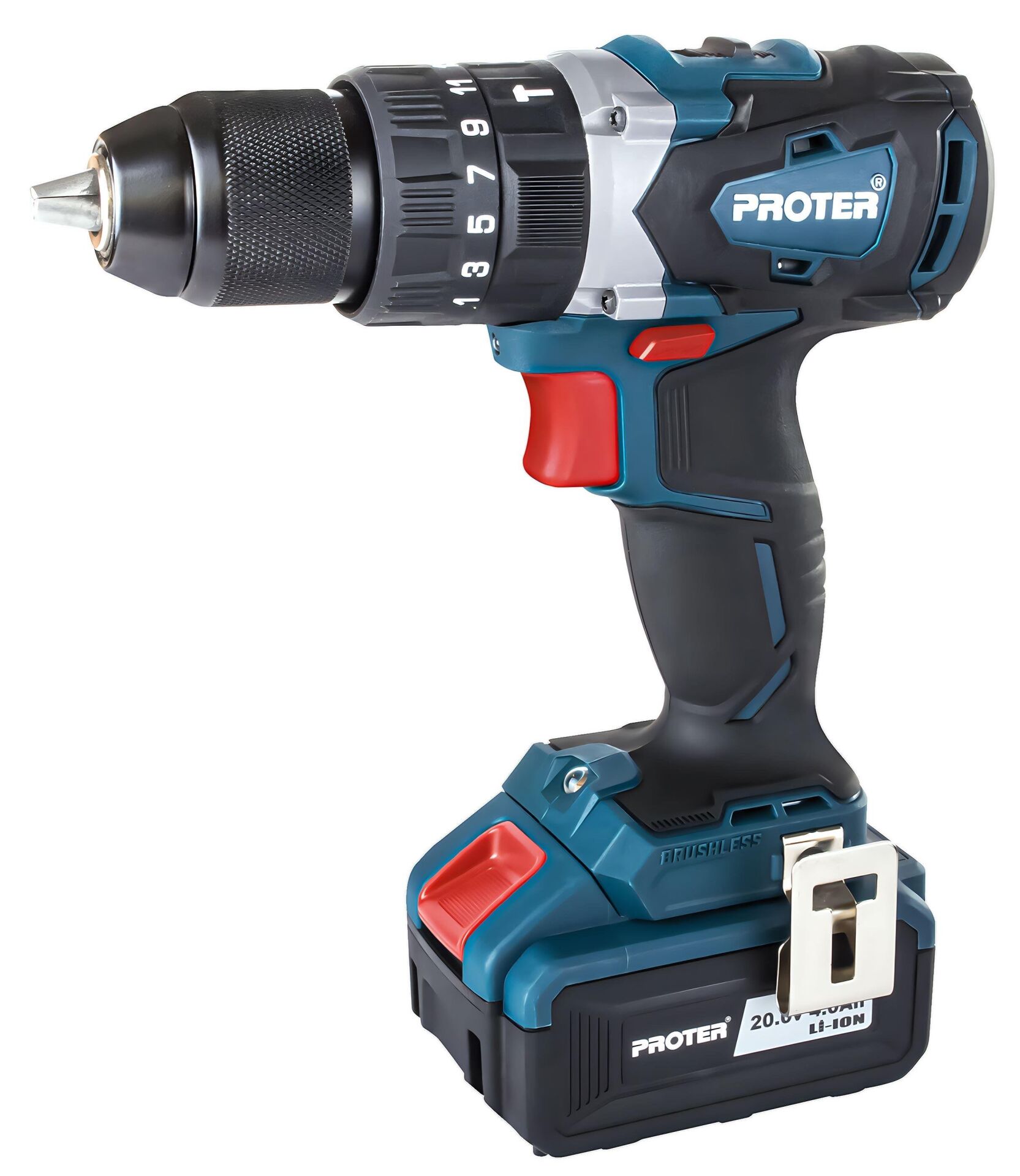 Proter PST740 BL Akülü Kömürsüz Darbeli Matkap Vidalama 20 V 4.0 Ah