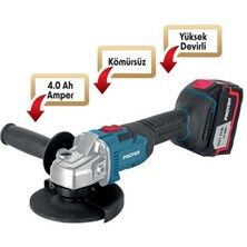 Proter PST905 E Akülü Avuç Taşlama Makinesi 20 V 5.0 Ah 115 mm