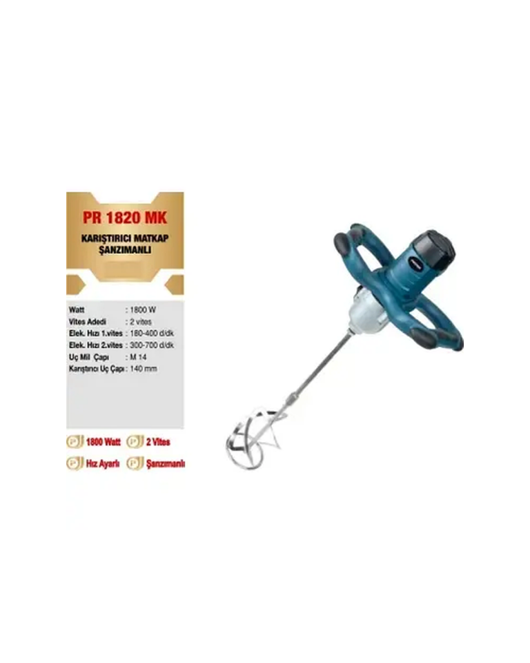 Proter PR 1820 MK Şanzımanlı Karıştırıcı Matkap 1800 W 2 Vites Ayarlı