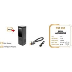 Proter PST 232 Akülü Dijital Lastik Şişirme 12 V 2.0 Ah 150 PSI