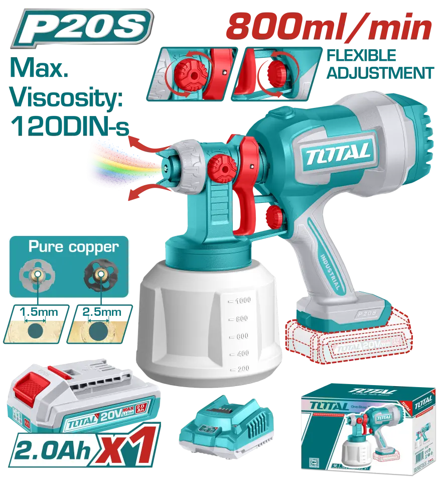Total TSGLI20042E Akülü Boya Tabancası 20V 2Ah