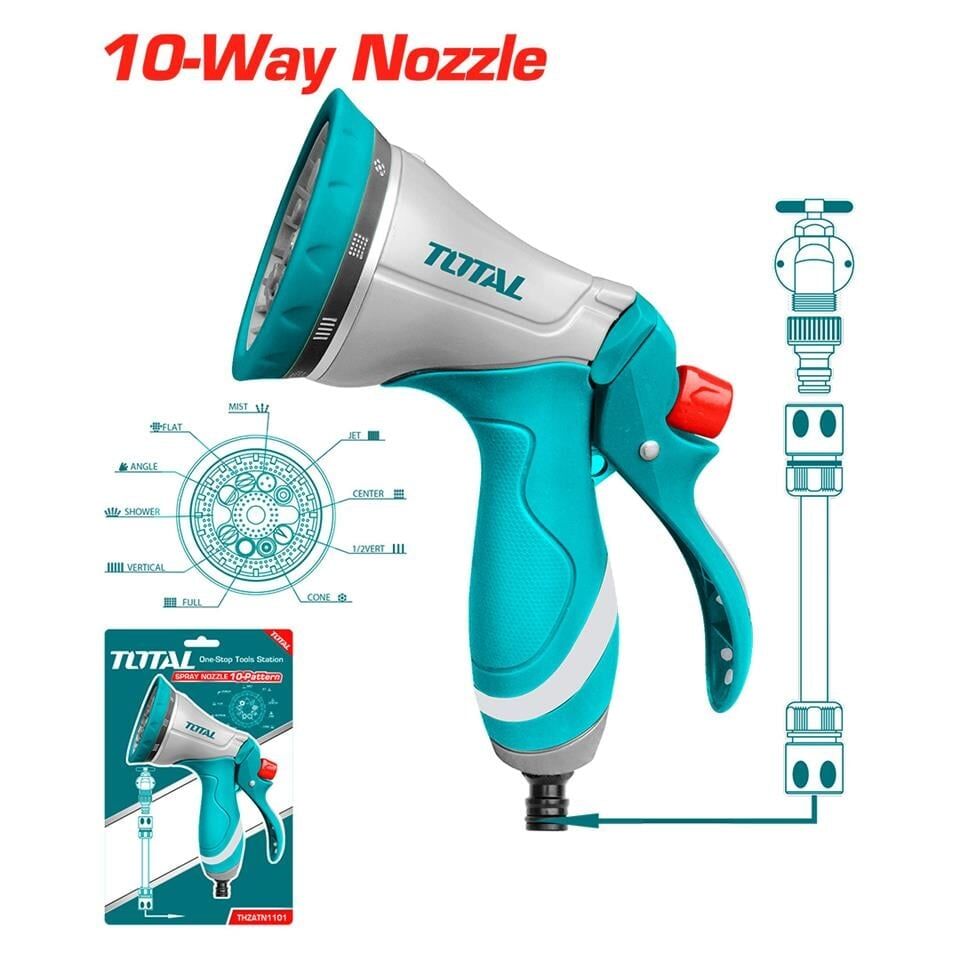 Total THZATN1101 Metal Sulama Tabancası 10 Fonksiyonlu
