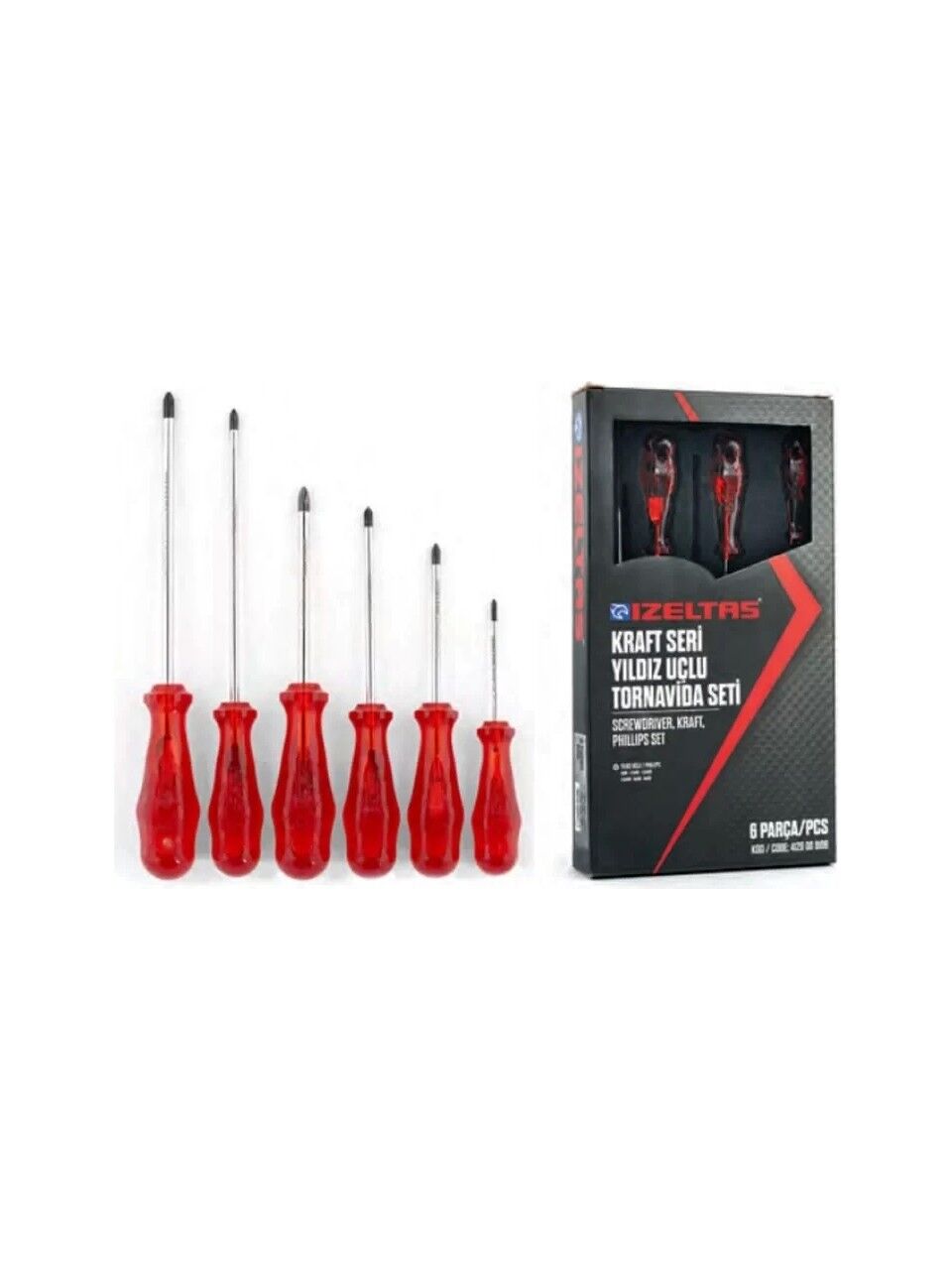 İzeltaş 4120008106 Kraft Seri Yıldız Uçlu Tornavida Seti 6 Parça