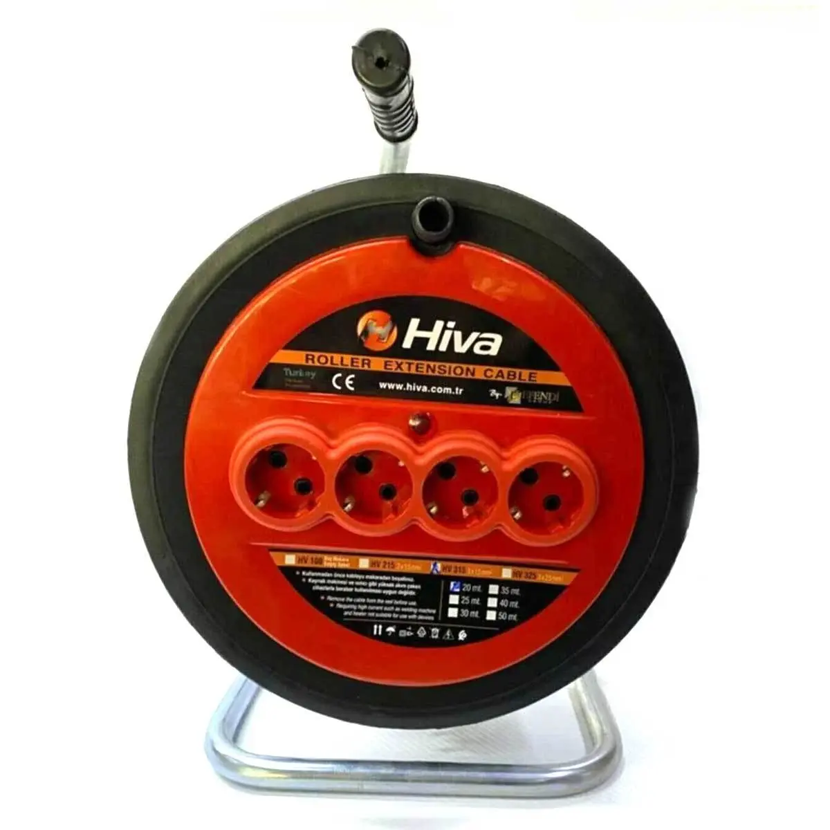 Hiva 4 Prizli Seyyar Makaralı Uzatma Kablosu 3x2.5 40 Metre