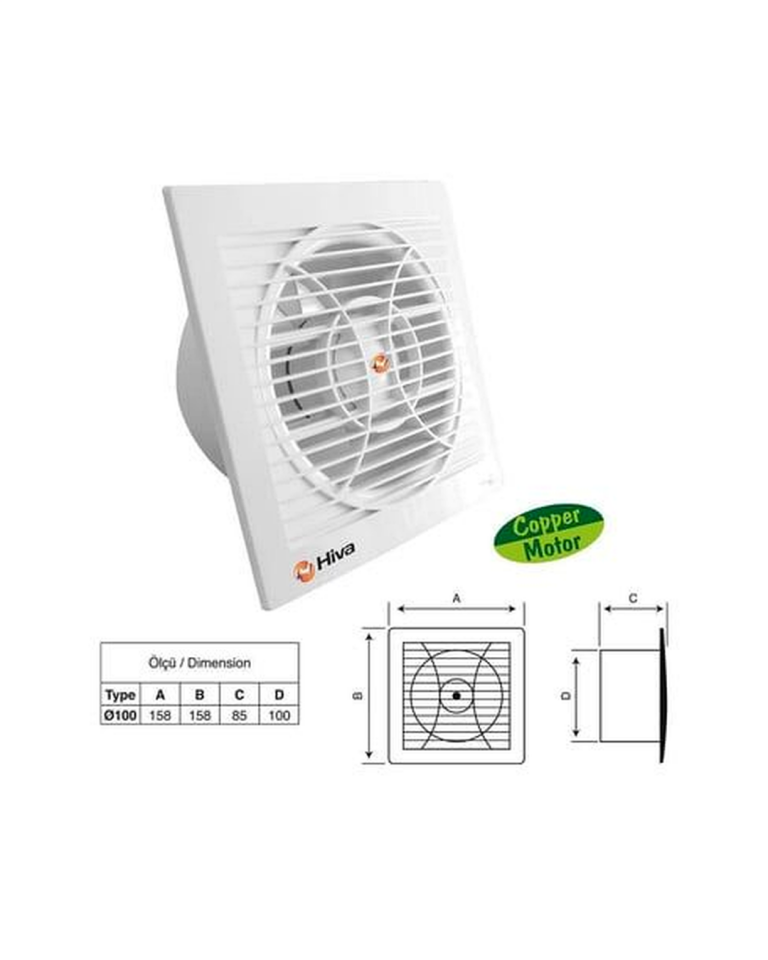 Hiva HV1100 Dekoratif Plastik Banyo Tuvalet Aspiratörü 100mm 15 Watt