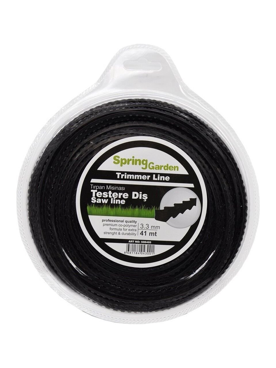 Spring Garden Motorlu Tırpan Misinası 3,3 mm Testere Diş 41 Metre (Diken, Ot, Çimen Kesme)