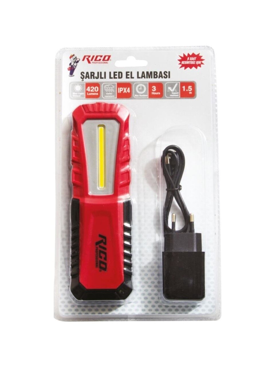 Rico RC0037 Şarjlı Mıknatıslı Led Lamba 240 Lümen