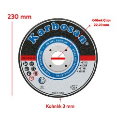 KARBOSAN 230x3.0x22.23 NK Metal Standart Kesme Diski 910050 A 36 T BF80