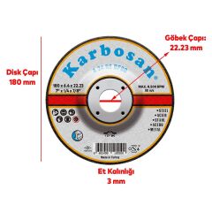 KARBOSAN 180x6.4x22.23 NK Metal Taşlama Diski 910570 A 24 RS BF80