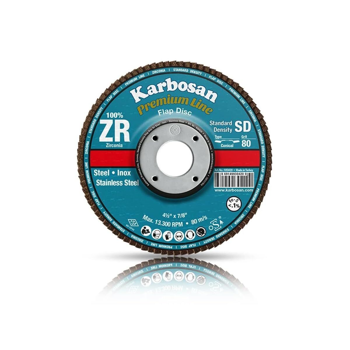 KARBOSAN 115x22.23 Premium Line ZR SD Flap Disk Zımpara 60 Kum 983460