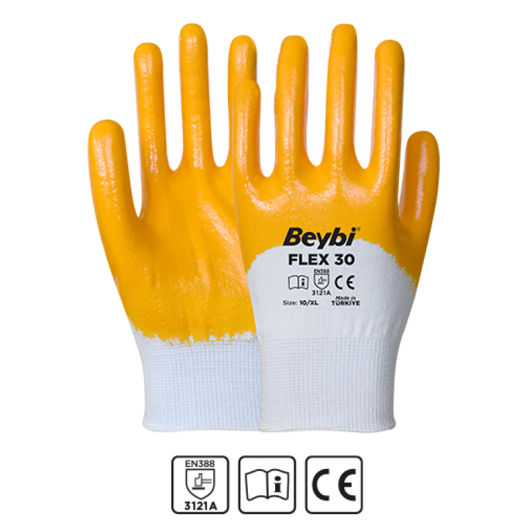 BEYBİ Flex 30 Pamuk Örme Nitril Eldiven
