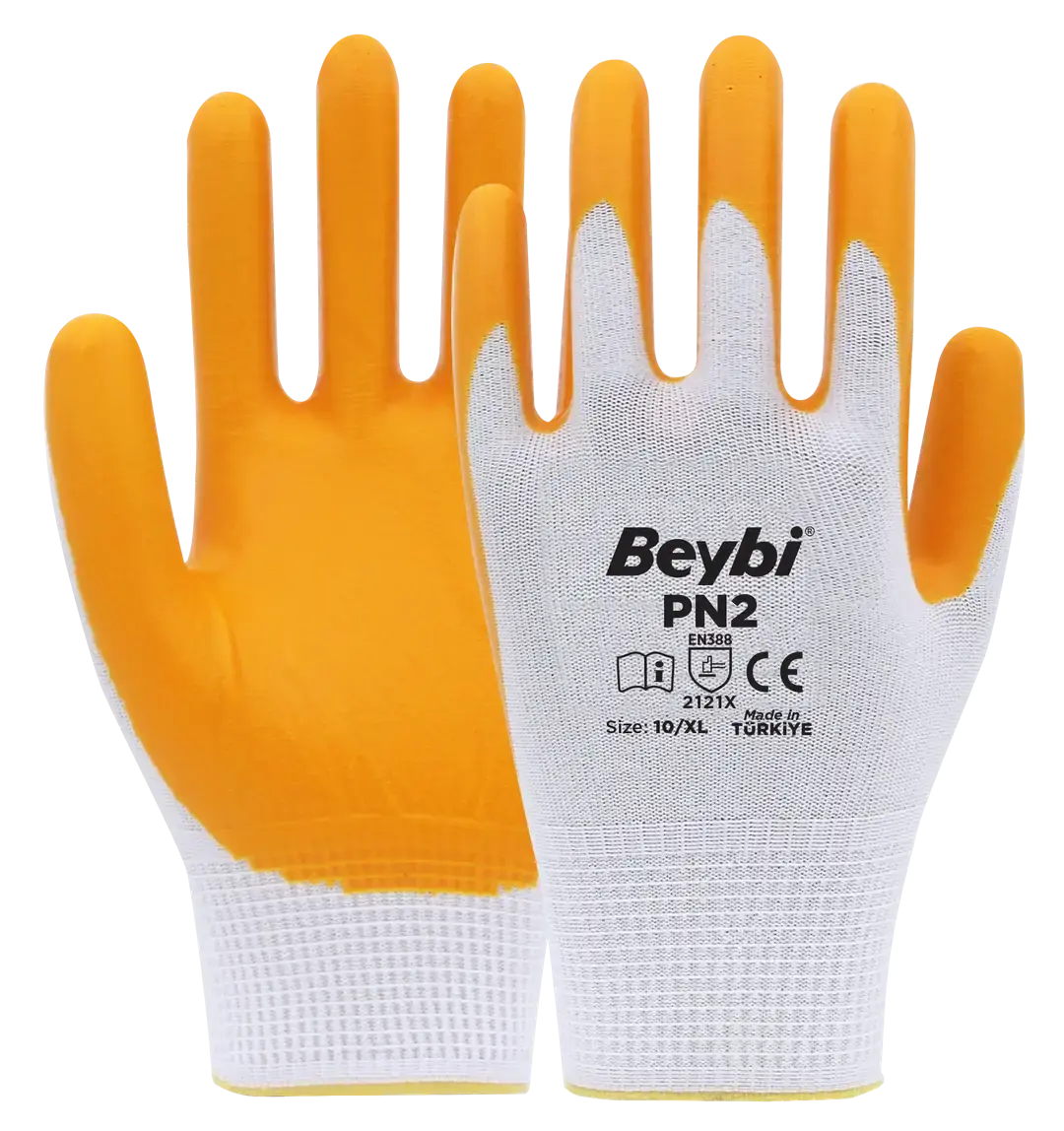 BEYBİ PN2 Polyester Örme Sarı Nitril Eldiven