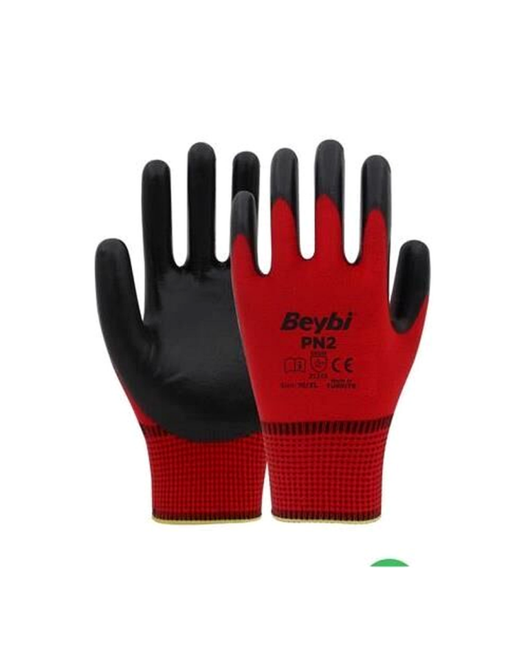 BEYBİ PN2 Polyester Örme Kırmızı Nitril Eldiven