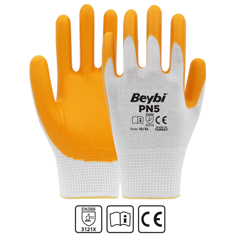 BEYBİ PN5 Polyester Örme Nitril Eldiven