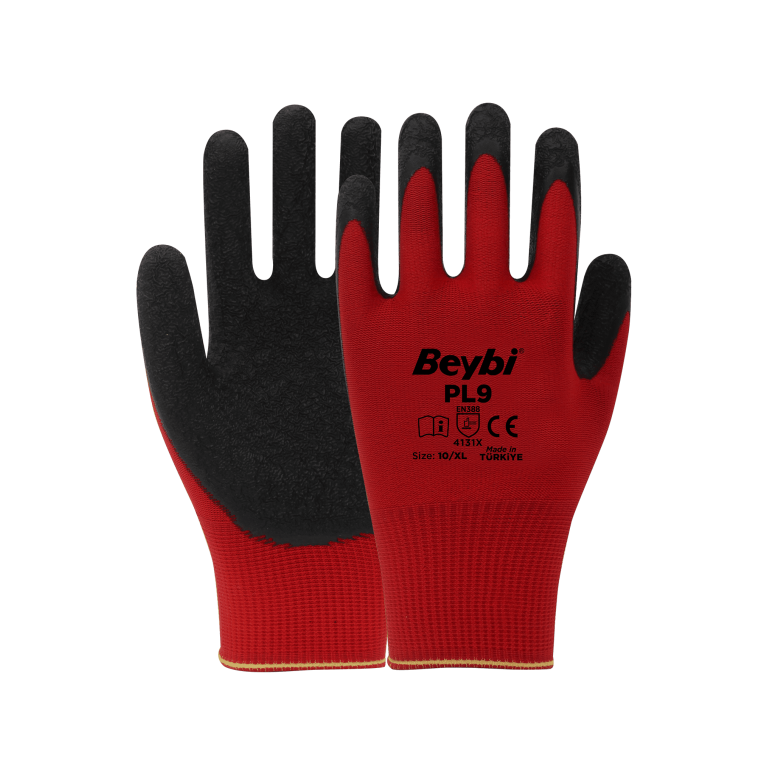 BEYBİ PL9 Polyester Örme Lateks Eldiven