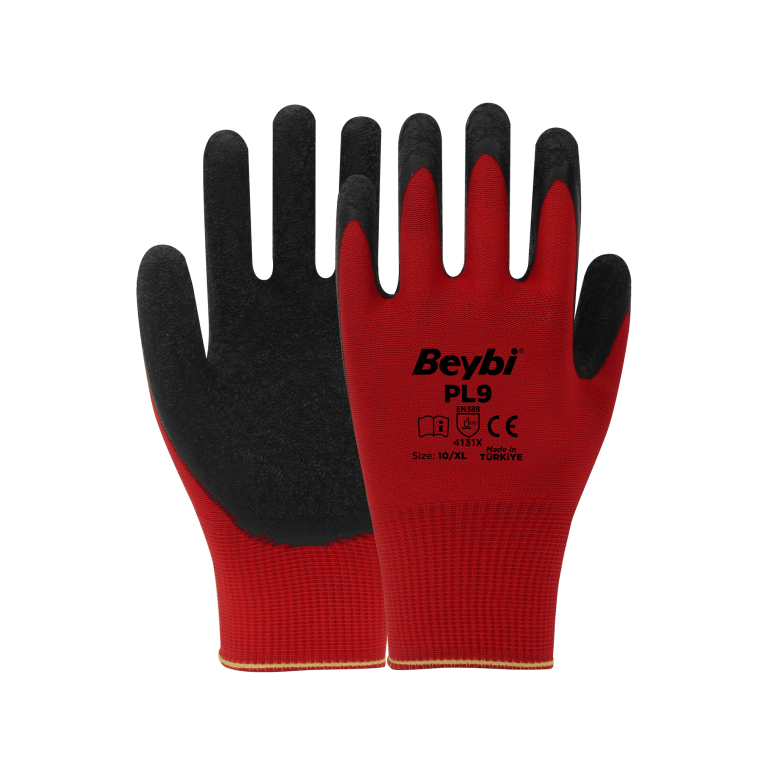 BEYBİ PL9 Polyester Örme Lateks Eldiven