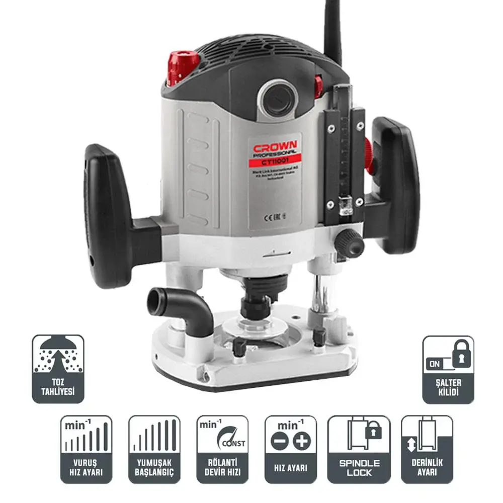 Crown CT11001 Devir Ayarlı Dik Freze Makinesi 2100 W