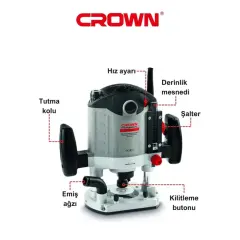 Crown CT11001 Devir Ayarlı Dik Freze Makinesi 2100 W